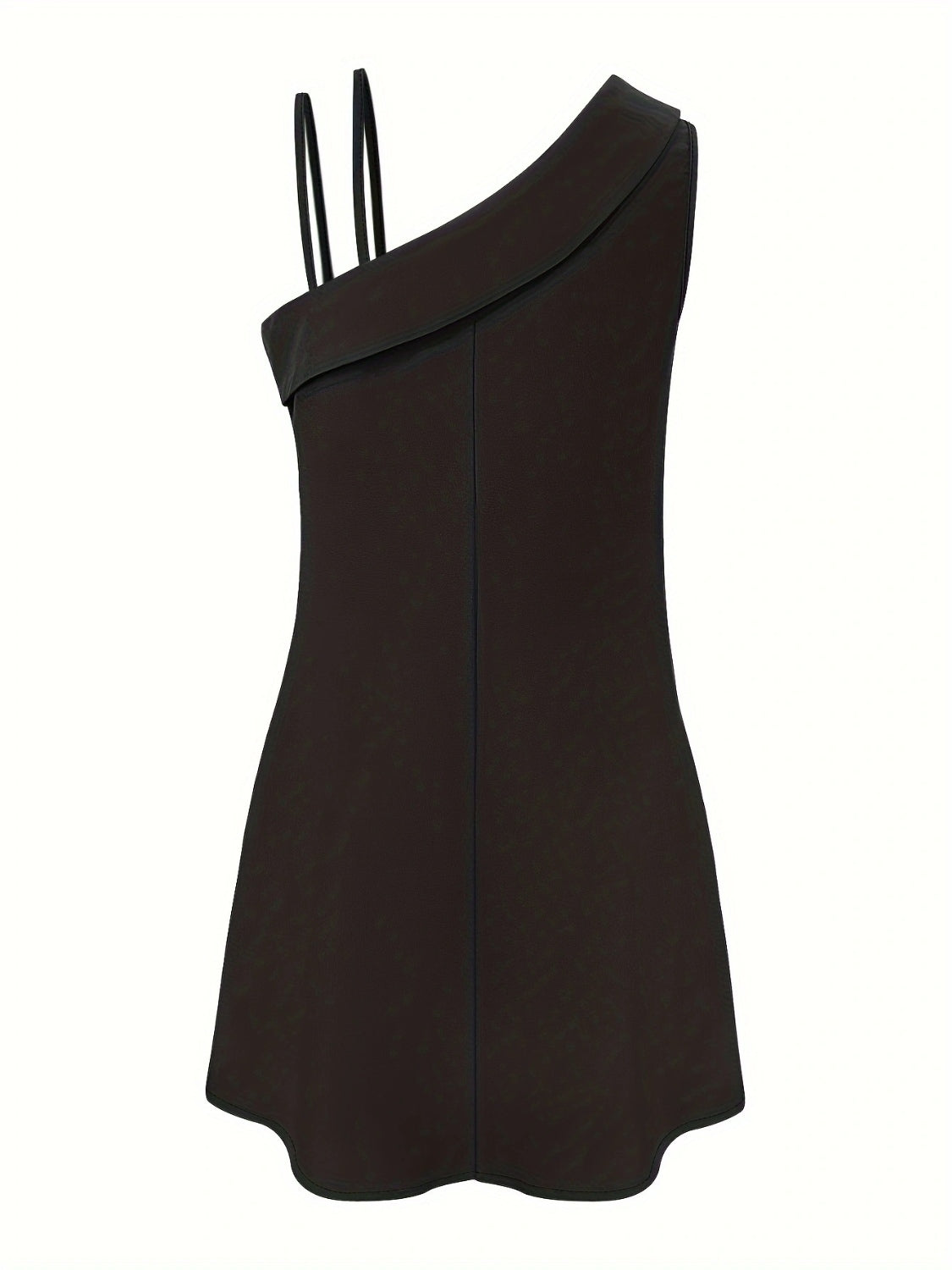 Asymmetrical Neck Sleeveless Mini Dress Asymmetrical Neck Sleeveless Mini Dress